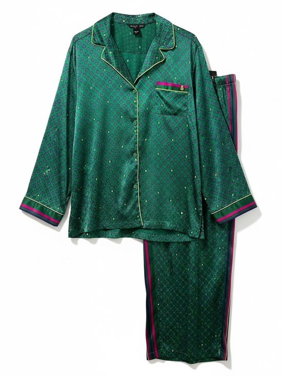 Victoria's Secret Other - Victoria’s Secret Satin Pajama Set Women’s L Green Boyfriend PJs